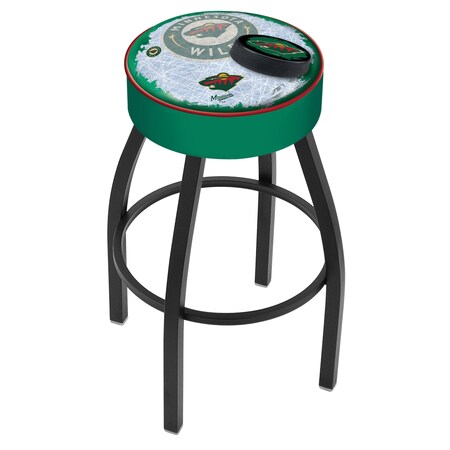 Holland Bar Stool Co 30" 4" Minnesota Wild Cushion Seat, Blk Wrinkle Base Swivel Bar Stool L8B130MinWld-D2